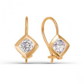 Золотые серьги КЮЗ Del'ta D128798 с фианитом D128798 фото