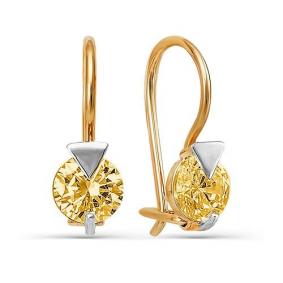 Золотые серьги КЮЗ Del'ta D128827 с фианитом D128827 фото