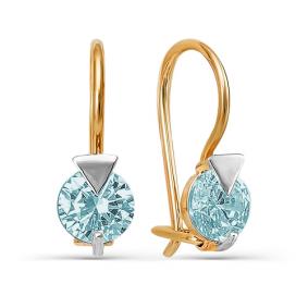 Золотые серьги КЮЗ Del'ta D128837 с фианитом D128837 фото