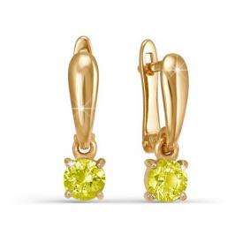 Золотые серьги КЮЗ Del'ta D128857 с фианитом D128857 фото