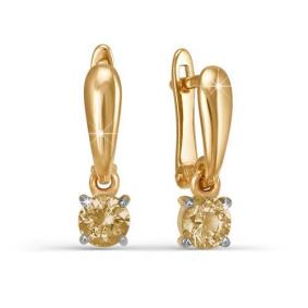 Золотые серьги КЮЗ Del'ta D128858 с фианитом D128858 фото