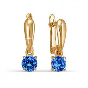 Золотые серьги КЮЗ Del'ta D128860 с фианитом D128860 фото