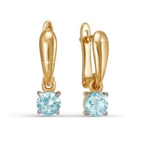 Золотые серьги КЮЗ Del'ta D128862 с фианитом D128862 фото