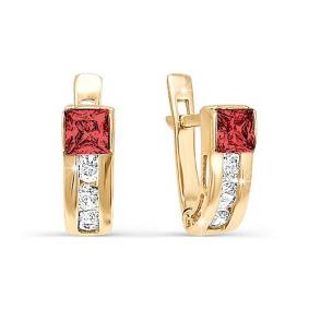 Золотые серьги КЮЗ Del'ta D128869 с фианитом D128869 фото