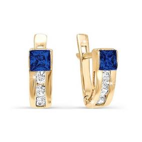 Золотые серьги КЮЗ Del'ta D128873 с фианитом D128873 фото