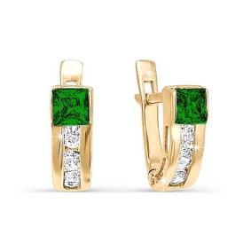 Золотые серьги КЮЗ Del'ta D128875 с фианитом D128875 фото