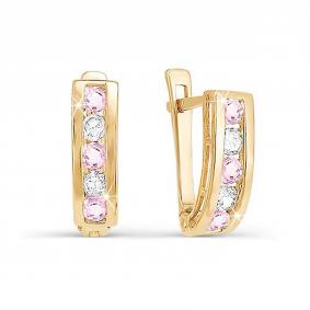 Золотые серьги КЮЗ Del'ta D128880 с фианитом D128880 фото