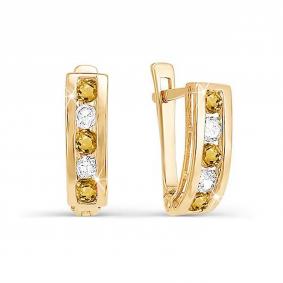 Золотые серьги КЮЗ Del'ta D128881 с фианитом D128881 фото