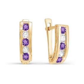 Золотые серьги КЮЗ Del'ta D128883 с фианитом D128883 фото