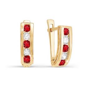 Золотые серьги КЮЗ Del'ta D128884 с фианитом D128884 фото