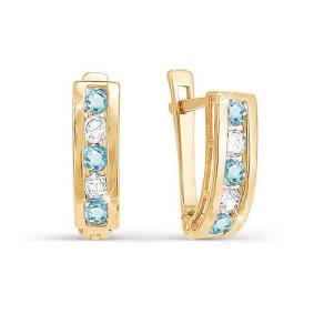 Золотые серьги КЮЗ Del'ta D128891 с фианитом D128891 фото