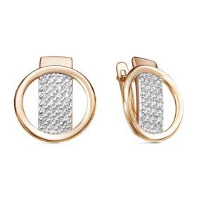 Золотые серьги КЮЗ Del'ta D128898 с фианитом D128898 фото
