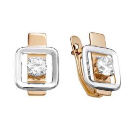Золотые серьги КЮЗ Del'ta D128903 с фианитом D128903 фото