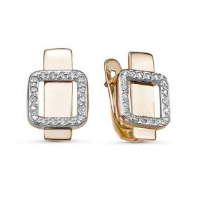 Золотые серьги КЮЗ Del'ta D128905 с фианитом D128905 фото