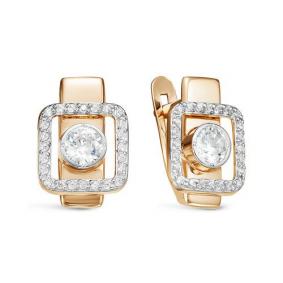 Золотые серьги КЮЗ Del'ta D128906 с фианитом D128906 фото