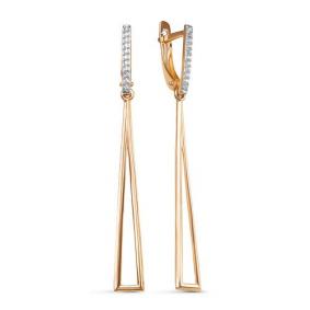 Золотые серьги КЮЗ Del'ta D128911 с фианитом D128911 фото