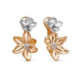 Золотые серьги КЮЗ Del'ta D128919 с фианитом D128919 фото