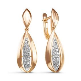 Золотые серьги КЮЗ Del'ta D128943 с фианитом D128943 фото