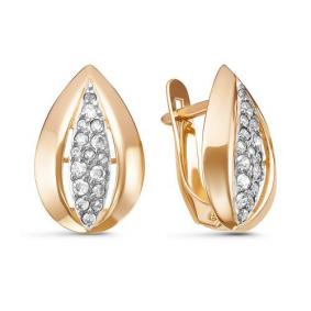 Золотые серьги КЮЗ Del'ta D128944 с фианитом D128944 фото