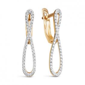 Золотые серьги КЮЗ Del'ta D129004 с фианитом D129004 фото