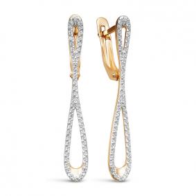 Золотые серьги КЮЗ Del'ta D129005 с фианитом D129005 фото