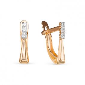 Золотые серьги КЮЗ Del'ta D129076 с фианитом D129076 фото
