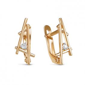 Золотые серьги КЮЗ Del'ta D129080 с фианитом D129080 фото