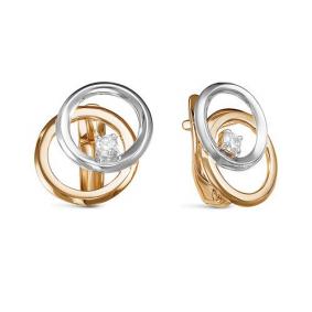 Золотые серьги КЮЗ Del'ta D129083 с фианитом D129083 фото