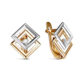 Золотые серьги КЮЗ Del'ta D129084 с фианитом D129084 фото