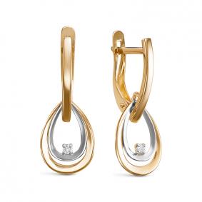 Золотые серьги КЮЗ Del'ta D129085 с фианитом D129085 фото