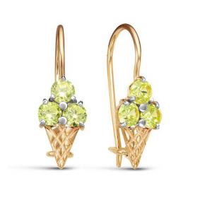 Золотые серьги КЮЗ Del'ta D129122 с фианитом D129122 фото