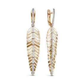 Золотые серьги КЮЗ Del'ta D129990 с фианитом D129990 фото