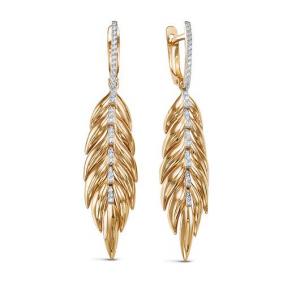 Золотые серьги КЮЗ Del'ta D129994 с фианитом D129994 фото