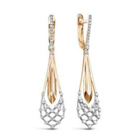 Золотые серьги КЮЗ Del'ta D129997 с фианитом D129997 фото