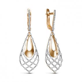 Золотые серьги КЮЗ Del'ta D129998 с фианитом D129998 фото