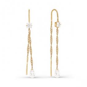 Золотые серьги КЮЗ Del'ta D140004 с фианитом D140004 фото