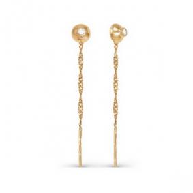 Золотые серьги КЮЗ Del'ta D140013 с фианитом D140013 фото