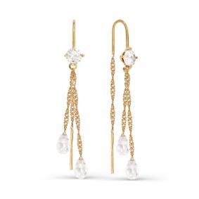 Золотые серьги КЮЗ Del'ta D140042 с фианитом D140042 фото