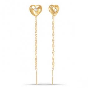 Золотые серьги КЮЗ Del'ta D140062 с фианитом D140062 фото