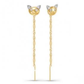 Золотые серьги КЮЗ Del'ta D140064 с фианитом D140064 фото