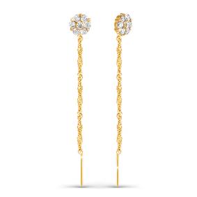 Золотые серьги КЮЗ Del'ta D140069 с фианитом D140069 фото