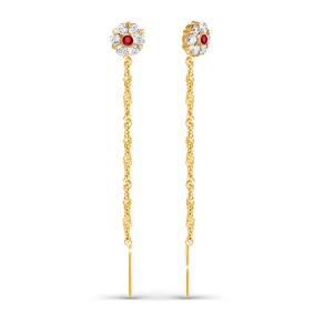 Золотые серьги КЮЗ Del'ta D140072 с фианитом D140072 фото