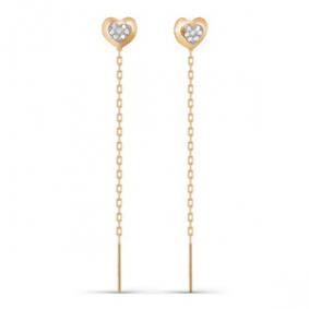 Золотые серьги КЮЗ Del'ta D140076 с фианитом D140076 фото