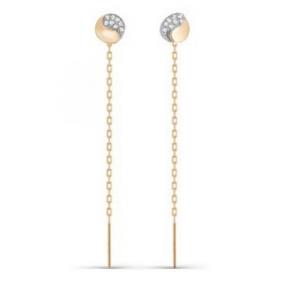 Золотые серьги КЮЗ Del'ta D140077 с фианитом D140077 фото