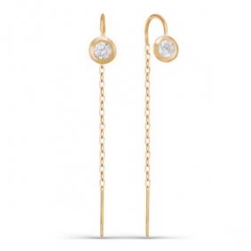 Золотые серьги КЮЗ Del'ta D140079 с фианитом D140079 фото
