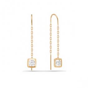 Золотые серьги КЮЗ Del'ta D140080 с фианитом D140080 фото