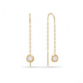 Золотые серьги КЮЗ Del'ta D140086 с фианитом D140086 фото