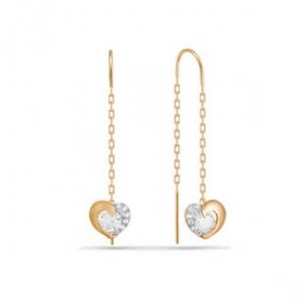 Золотые серьги КЮЗ Del'ta D140088 с фианитом D140088 фото