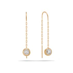 Золотые серьги КЮЗ Del'ta D140089 с фианитом D140089 фото