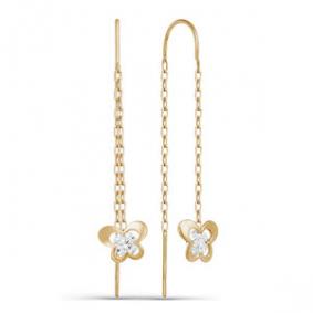 Золотые серьги КЮЗ Del'ta D140097 с фианитом D140097 фото